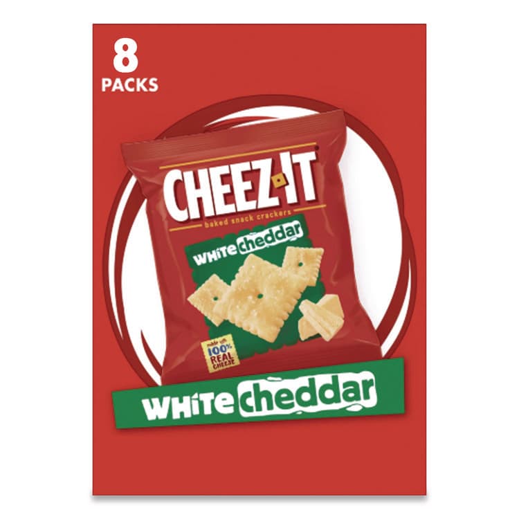 KELLOGG'S Cheez-It Crackers, 1.5 oz Single-Serving Snack Bags, White Cheddar, 8/Box (KEB12653)
