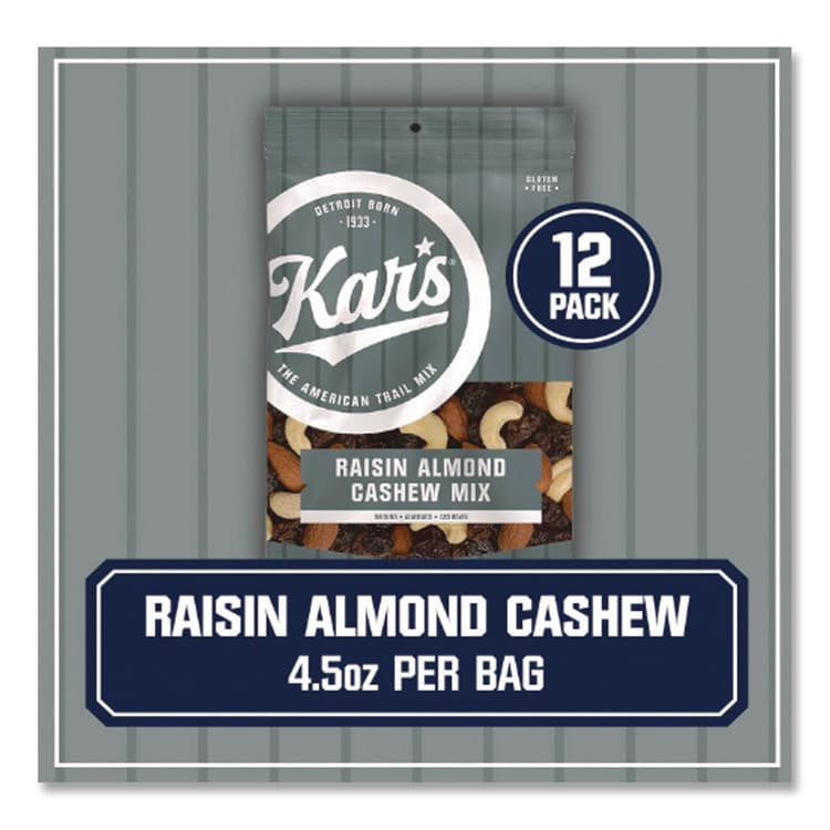 KAR'S NUTS Fresh Harvest Trail Mix, Raisin Almond Cashew, 4.5 oz Bag, 12/Box (KAR08444) thumbnail 3