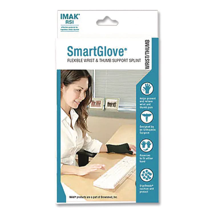 BROWNMED SmartGlove Flexible Wrist and Thumb Support Splint, Small, Fits Left Hand/Right Hand, Black (IMAA20161) thumbnail 2