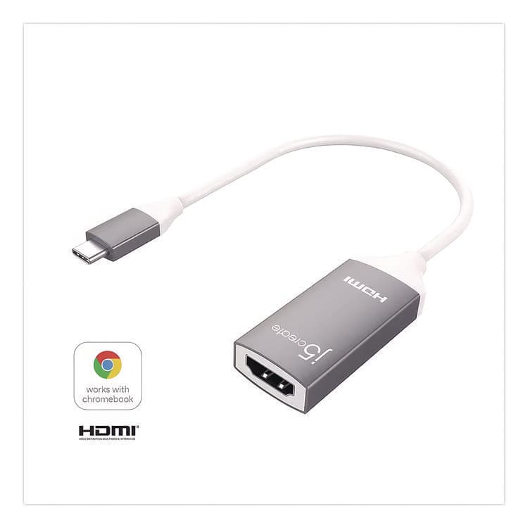 J5CREATE USB-C to HDMI Adapter, 5.71", Silver/White (JCRJCA153US) thumbnail 2