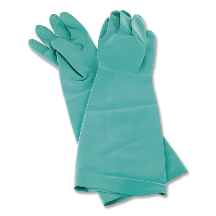 CFS BRANDS Nitrile Dishwashing Gloves, 21" Long, Small, Green, Pair (SJM19NUS)