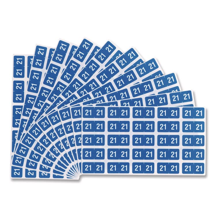 SMEAD MANUFACTURING CO. Year 2021 End Tab Folder Labels, 1 x 0.5, Light Blue/White, 250 Labels/Pack (SMD67921)