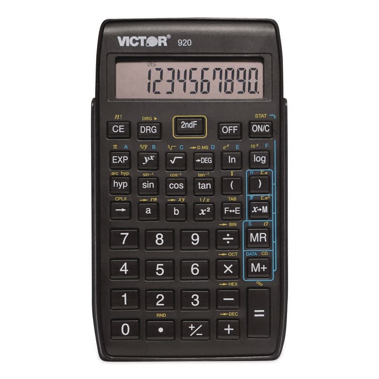 VICTOR TECHNOLOGY LLC 920 Compact Scientific Calculator with Hinged Case, 10-Digit LCD (VCT920)