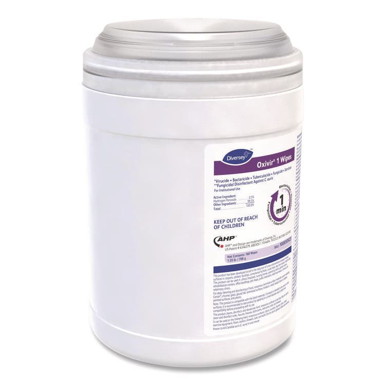 DIVERSEY Oxivir 1 Wipes, 1-Ply, 6 x 7, 160/Canister, 12 Canisters/Carton (DVO100850923) thumbnail 3