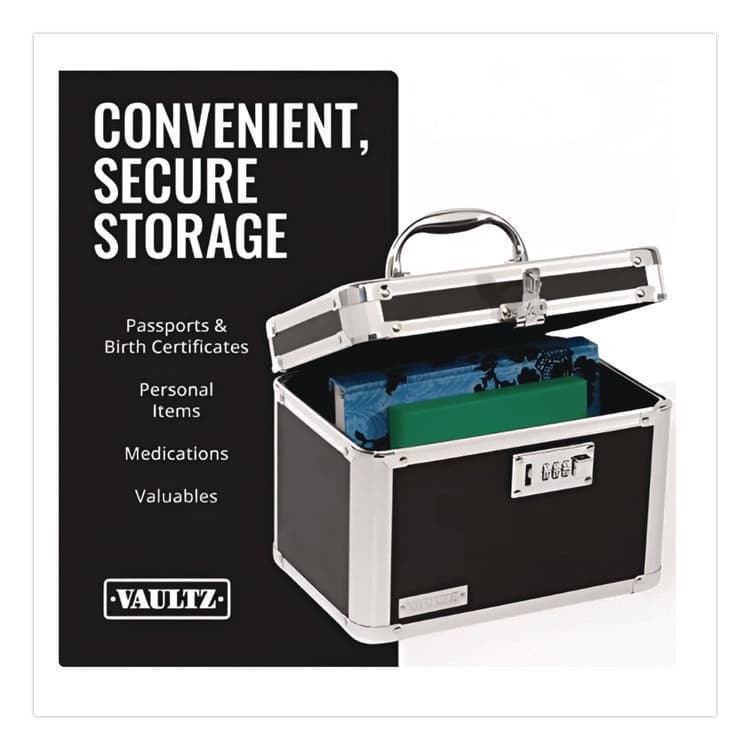 IDEASTREAM CONSUMER PRODUCTS Latching Lid Locking Personal Security Box, 1 Compartment, Combination Lock, 10" x 7.5" x 7.75", Black (IDEVZ00102) thumbnail 3