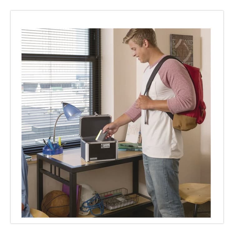 IDEASTREAM CONSUMER PRODUCTS Latching Lid Locking Personal Security Box, 1 Compartment, Combination Lock, 10" x 7.5" x 7.75", Black (IDEVZ00102) thumbnail 4