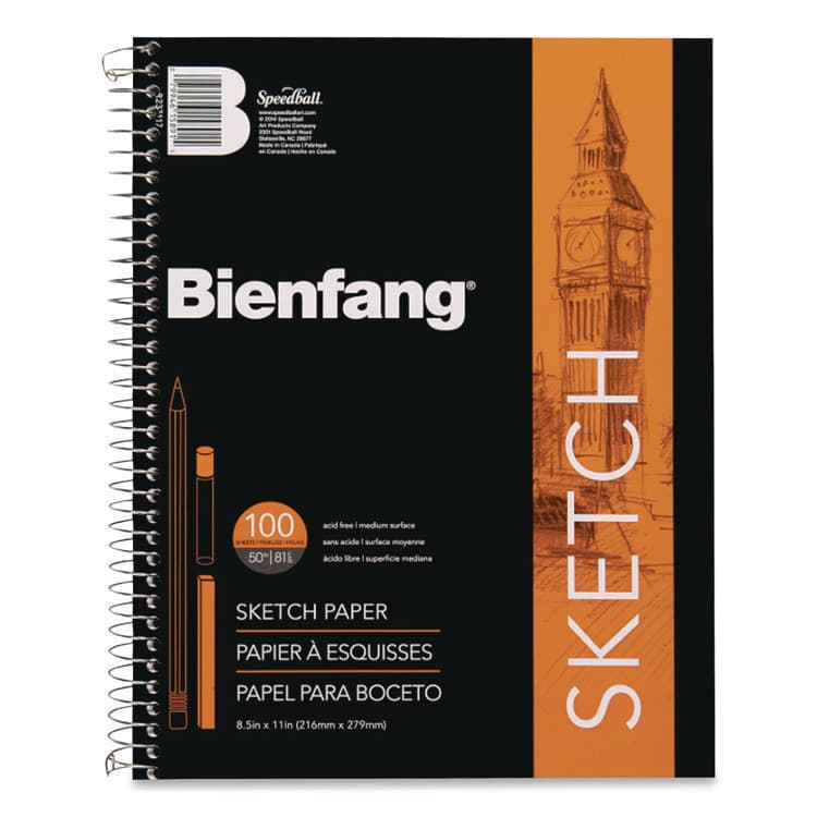 HUNT MFG. Take Me Along Sketch Book, 50 lb Tissue Paper Stock, Black/Silver Cover, (100) 11 x 8.5 Sheets (EPIR237117)