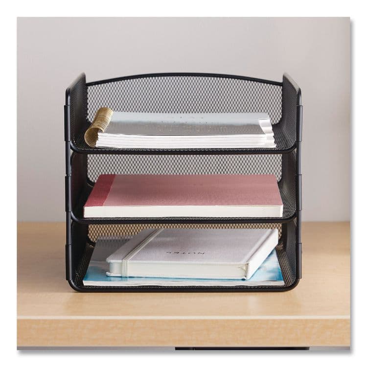 SAFCO PRODUCTS Onyx Desk Tray, 3 Sections, Letter Size Files, 9.25" x 11.75" x 8", Black (SAF3271BL) thumbnail 4