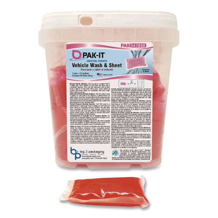 CLEANER SOLUTIONS Vehicle Wash and Sheet, Uncented, 50 Packets (BIG547820003200)