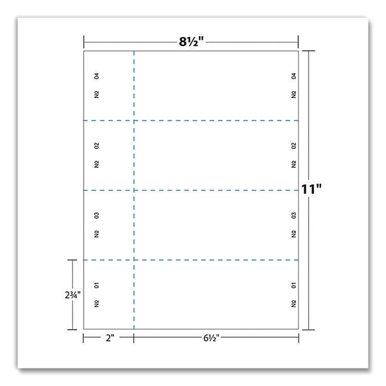 BLANKS/USA Jumbo Micro-Perforated Event/Raffle Ticket, 90 lb Index Weight, 8.5 x 11, White, 4 Tickets/Sheet, 250 Sheets/Pack (BLA10X9WH) thumbnail 4