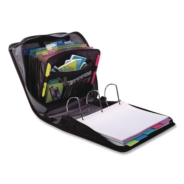 CASE IT King Size Mighty Zip Tab Binder, 3 Rings, 4" Capacity, 11 x 8.5, Black (CAED186BLK) thumbnail 2