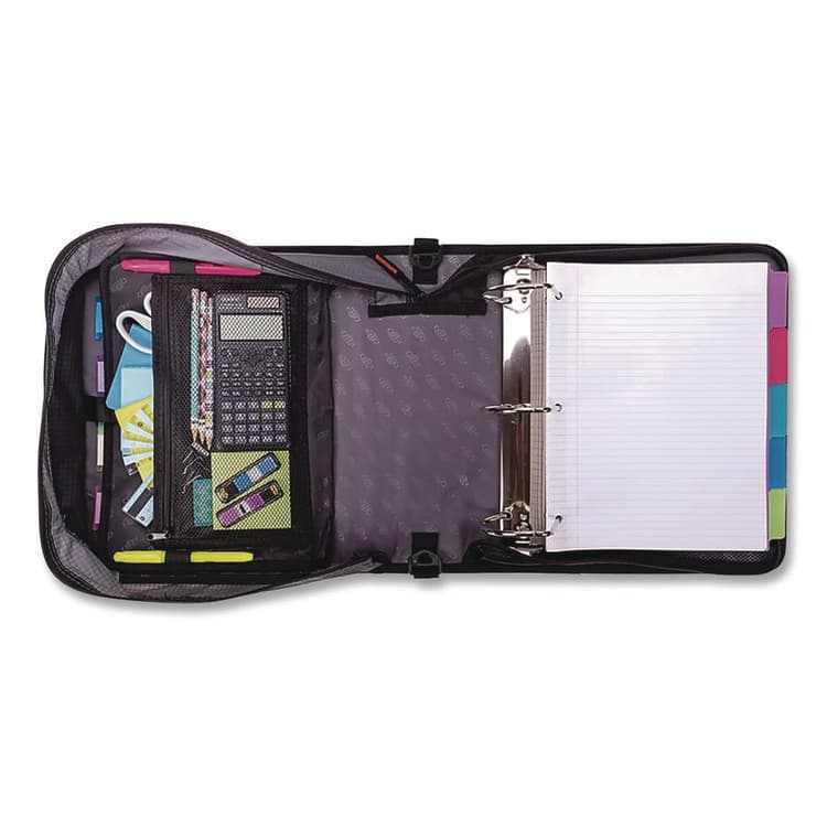CASE IT King Size Mighty Zip Tab Binder, 3 Rings, 4" Capacity, 11 x 8.5, Black (CAED186BLK) thumbnail 3