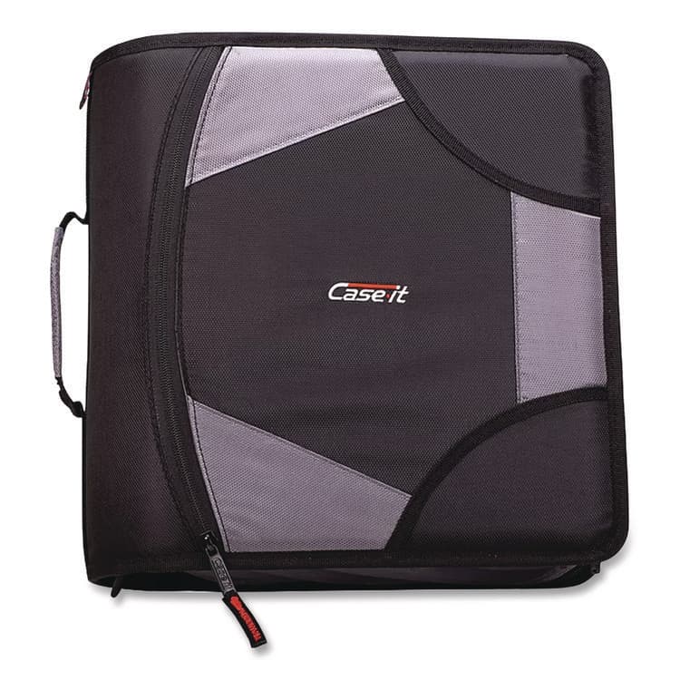 CASE IT King Size Mighty Zip Tab Binder, 3 Rings, 4" Capacity, 11 x 8.5, Black (CAED186BLK)