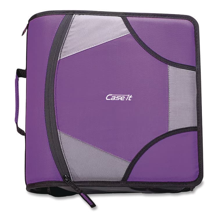CASE IT King Size Mighty Zip Tab Binder, 3 Rings, 4" Capacity, 11 x 8.5, Purple (CAED186PUR)