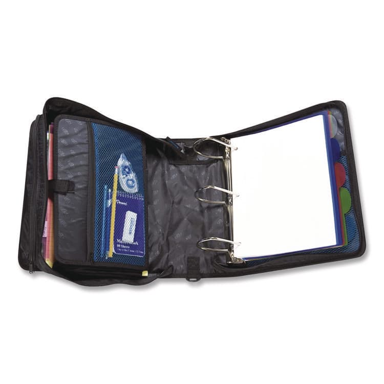 CASE IT King Size Mighty Zip Tab Binder, 3 Rings, 4" Capacity, 11 x 8.5, Red (CAED186RED) thumbnail 2