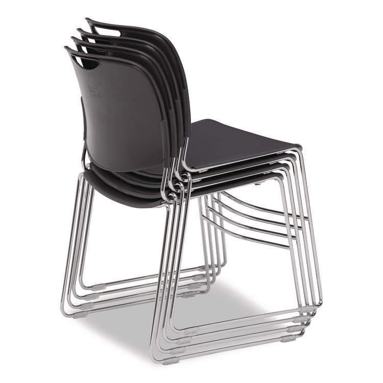 NATIONAL PUBLIC SEATING 8500 Series Ultra-Compact Plastic Stack Chair, Supports Up to 500 lbs, 17" Seat Height, Gray Seat/Back, Chrome Base, 4/Carton (NPS85024) thumbnail 4