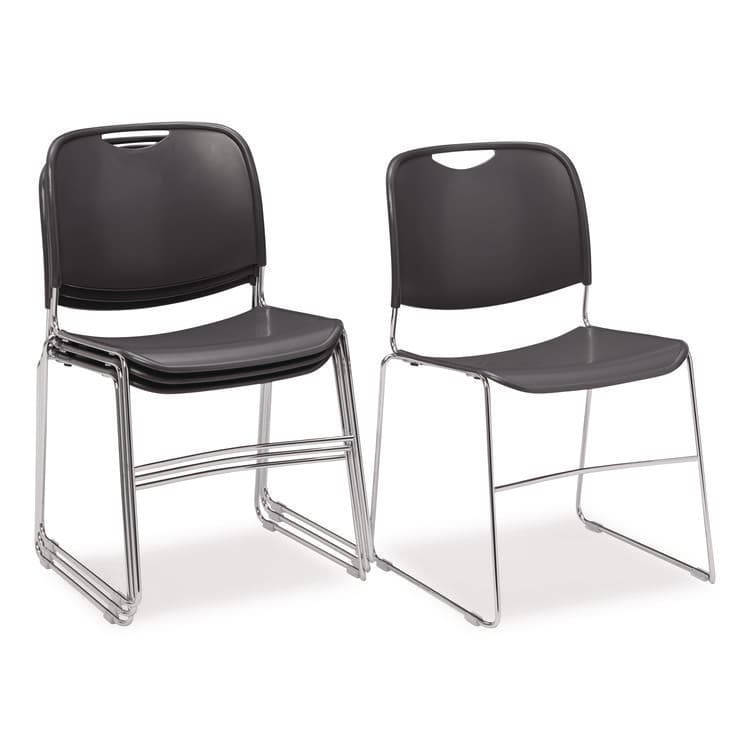 NATIONAL PUBLIC SEATING 8500 Series Ultra-Compact Plastic Stack Chair, Supports Up to 500 lbs, 17" Seat Height, Gray Seat/Back, Chrome Base, 4/Carton (NPS85024) thumbnail 3
