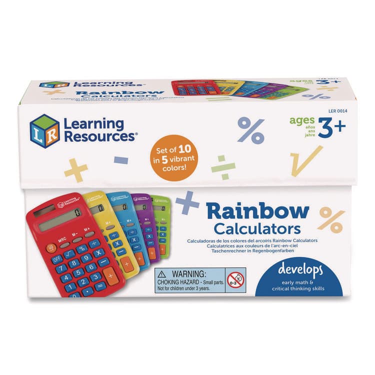 LEARNING RESOURCES Rainbow Calculators, 8-Digit, LCD, 10 Calculators (LRNLER0014)