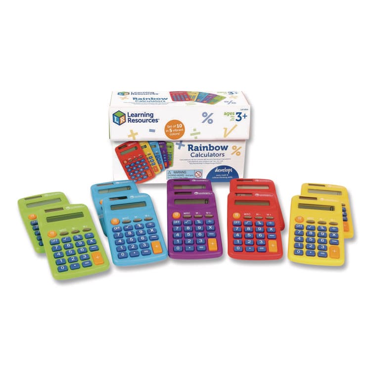 LEARNING RESOURCES Rainbow Calculators, 8-Digit, LCD, 10 Calculators (LRNLER0014) thumbnail 2