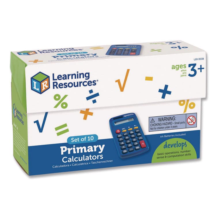 LEARNING RESOURCES Primary Calculator, 8-Digit, LCD, 10 Calculators (LRNLER0038)