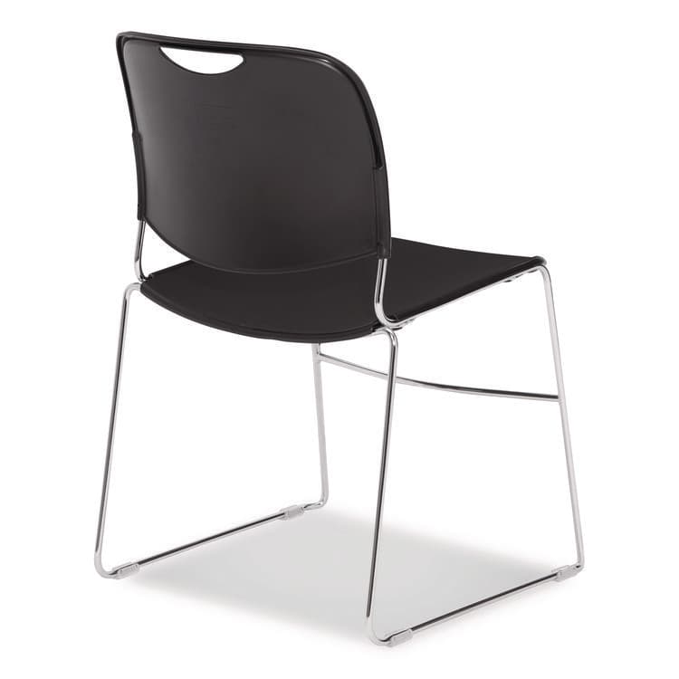 NATIONAL PUBLIC SEATING 8500 Series Ultra-Compact Plastic Stack Chair, Supports Up to 500 lbs, 17" Seat Height, Black Seat/Back, Chrome Base, 4/CT (NPS85104) thumbnail 3