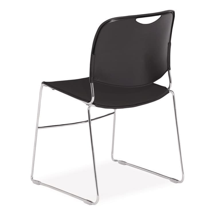 NATIONAL PUBLIC SEATING 8500 Series Ultra-Compact Plastic Stack Chair, Supports Up to 500 lbs, 17" Seat Height, Black Seat/Back, Chrome Base, 4/CT (NPS85104) thumbnail 4
