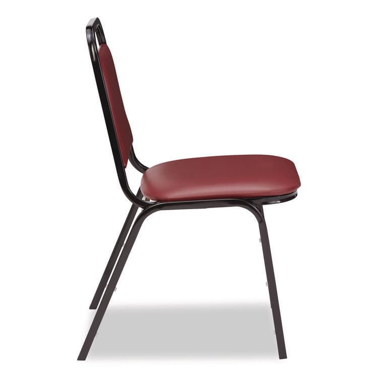 NATIONAL PUBLIC SEATING 9100 Series Vinyl Upholstered Stack Chair, Supports Up to 300 lbs, 18" Seat Height, Burgundy Seat/Back, Black Base, 4/Carton (NPS9108B4) thumbnail 3
