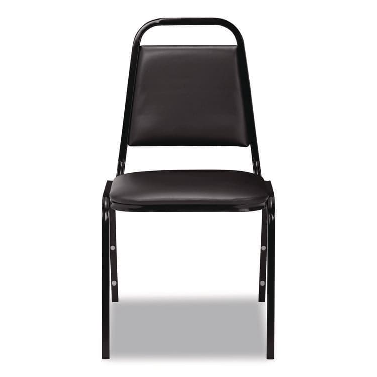 NATIONAL PUBLIC SEATING 9100 Series Vinyl Upholstered Stack Chair, Supports Up to 300 lbs, 18" Seat Height, Black Seat/Back/Base, 4/Carton (NPS9110B4) thumbnail 2
