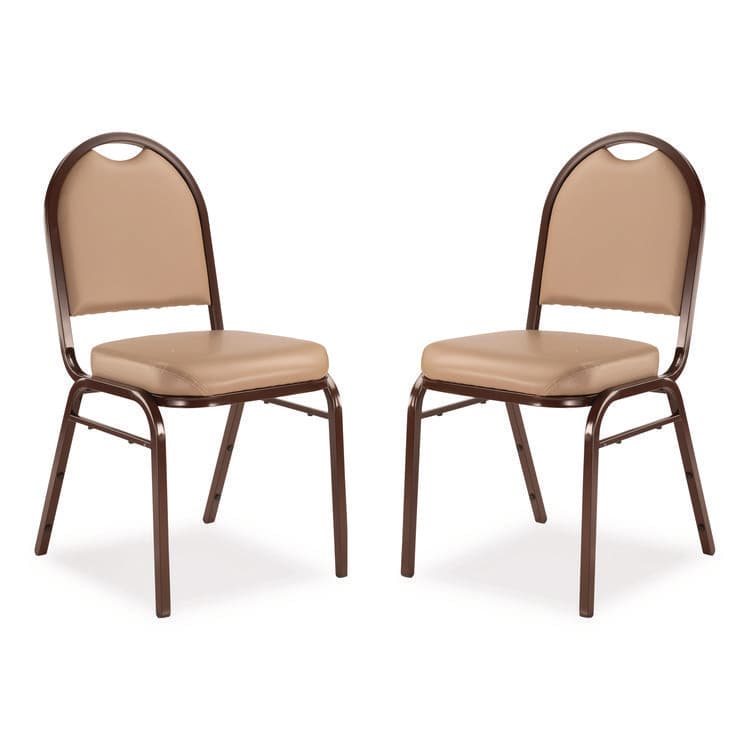 NATIONAL PUBLIC SEATING 9200 Series Premium Upholstered Stack Chair, Vinyl, Supports 500 lb, 19" Seat Ht, French Beige Seat/Back, Mocha Base, 2/Pack (NPS9201M2)