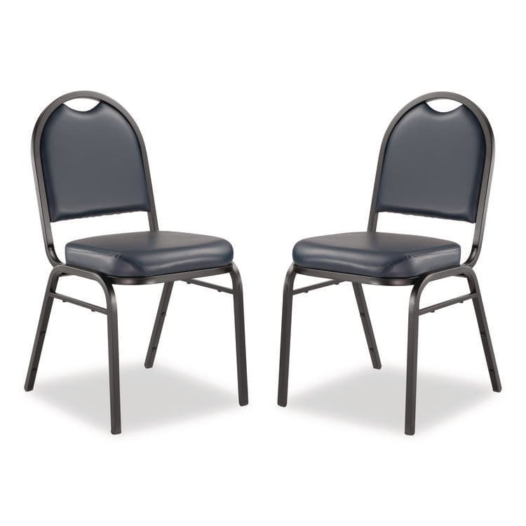 NATIONAL PUBLIC SEATING 9200 Series Premium Upholstered Stack Chair, Vinyl, Supports 500 lb, 19" Seat Ht, Midnight Blue Seat/Back, Black Base,2/Pack (NPS9204BT2)