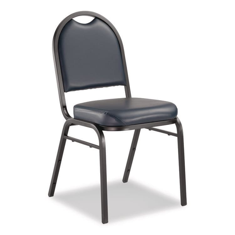 NATIONAL PUBLIC SEATING 9200 Series Premium Upholstered Stack Chair, Vinyl, Supports 500 lb, 19" Seat Ht, Midnight Blue Seat/Back, Black Base,2/Pack (NPS9204BT2) thumbnail 3