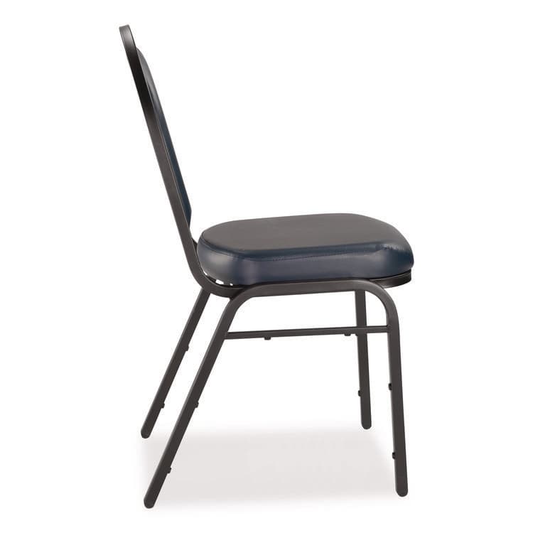 NATIONAL PUBLIC SEATING 9200 Series Premium Upholstered Stack Chair, Vinyl, Supports 500 lb, 19" Seat Ht, Midnight Blue Seat/Back, Black Base,2/Pack (NPS9204BT2) thumbnail 4