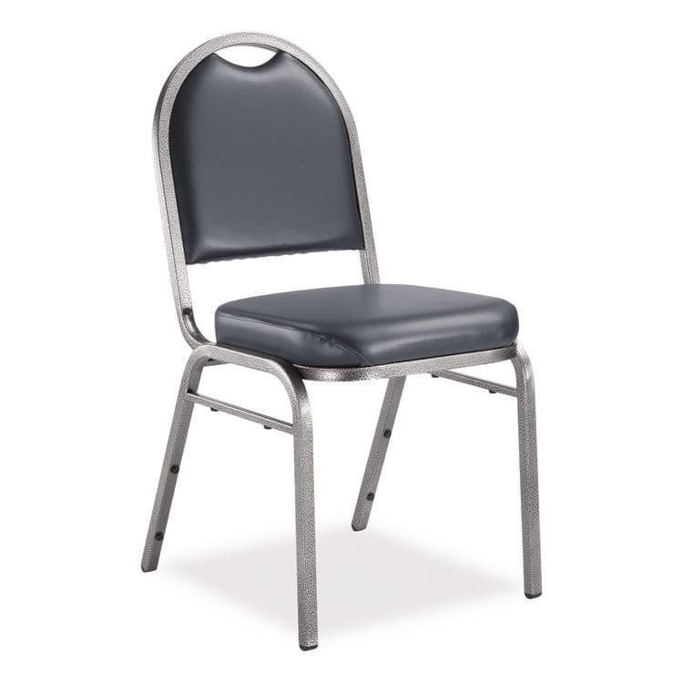 NATIONAL PUBLIC SEATING 9200 Series Premium Upholstered Stack Chair, Vinyl, Supports 500 lb, 19" Seat Ht, Midnight Blue Seat/Back, Silver Base, 2/PK (NPS9204SV2) thumbnail 3