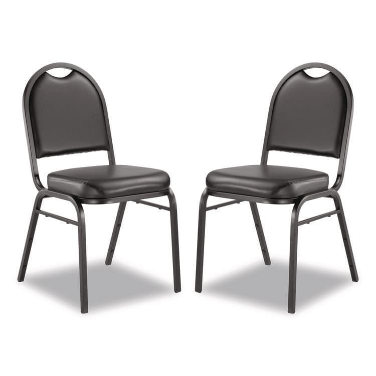 NATIONAL PUBLIC SEATING 9200 Series Premium Upholstered Stack Chair, Vinyl, Supports Up to 500 lb, 19" Seat Height, Black Seat/Back, Black Base, 2/PK (NPS9210BT2)