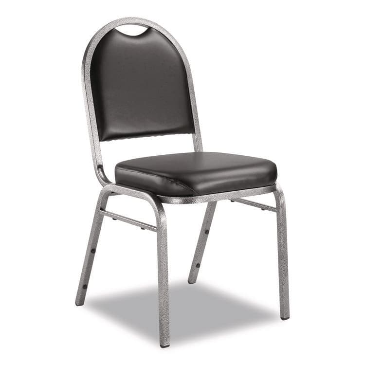 NATIONAL PUBLIC SEATING 9200 Series Premium Upholstered Stack Chair, Vinyl, Supports Up to 500 lb,19" Seat Height, Black Seat/Back, Silver Base, 2/PK (NPS9210SV2) thumbnail 4