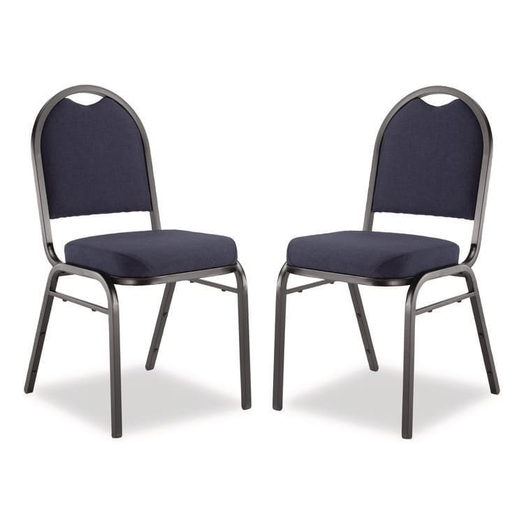 NATIONAL PUBLIC SEATING 9200 Series Premium Upholstered Stack Chair, Fabric, Supports 500 lbs, 19" Seat Ht, Midnight Blue Seat/Back, Black Base, 2/Pk (NPS9254BT2)