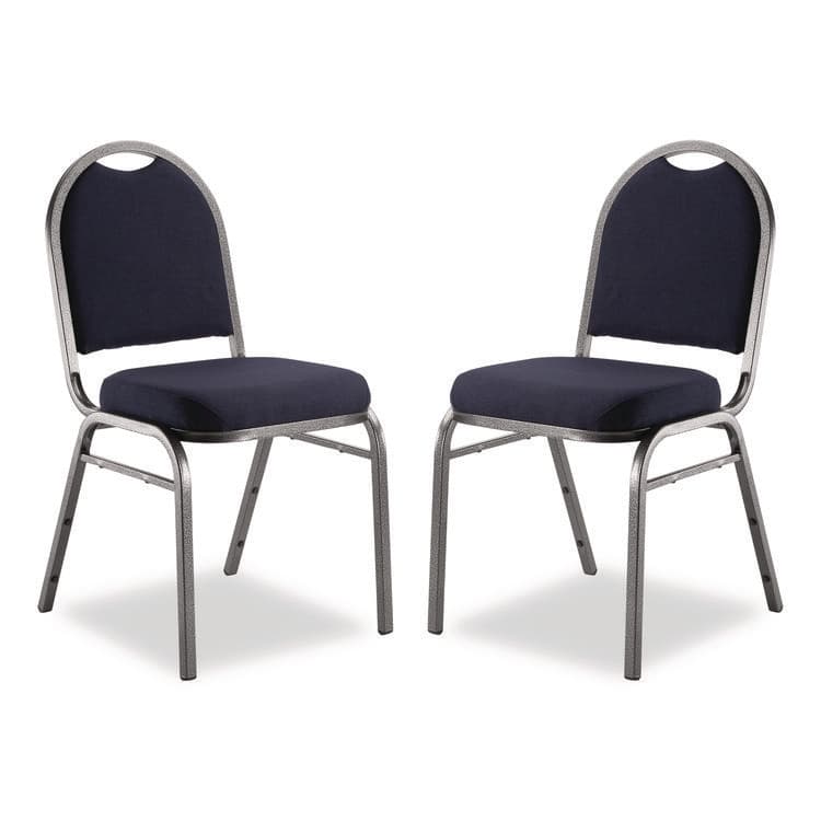 NATIONAL PUBLIC SEATING 9200 Series Premium Upholstered Stack Chair, Fabric, Supports 500 lb, 19" Seat Ht, Midnight Blue Seat/Back, Silver Base, 2/PK (NPS9254SV2)