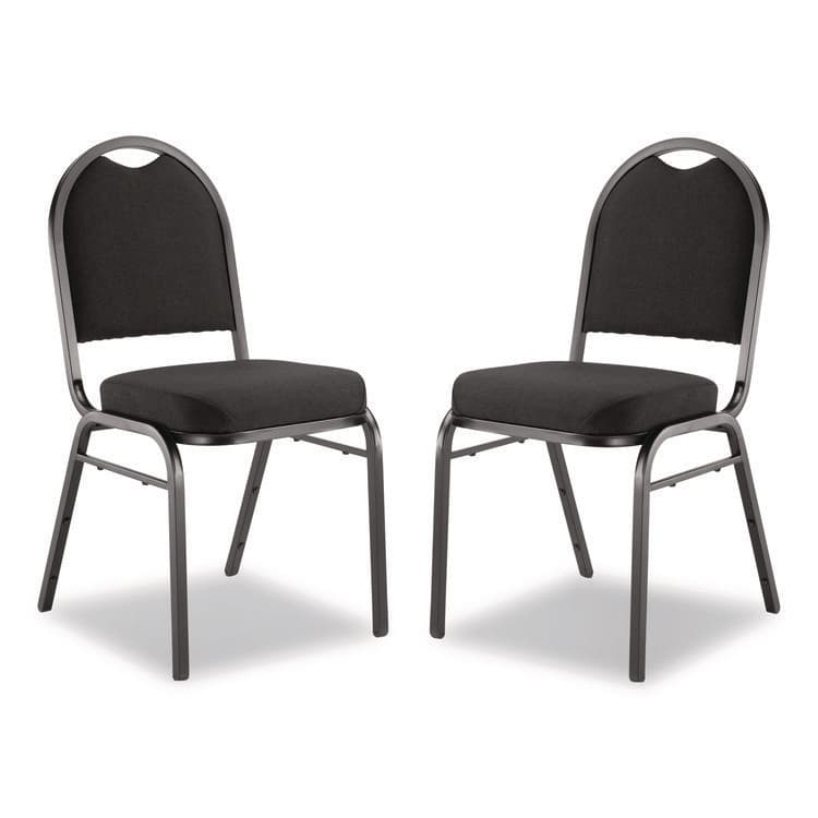 NATIONAL PUBLIC SEATING 9200 Series Premium Upholstered Stack Chair, Fabric, Supports 500 lb,19" Seat Height, Ebony Black Seat/Back, Black Base, 2/PK (NPS9260BT2)