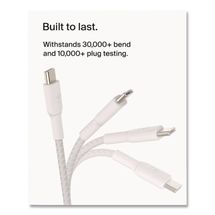 BELKIN COMPONENTS BOOST CHARGE Braided USB-C to USB-C Cable, 3.3 ft, White (BLKCAB004BT1MWH) thumbnail 4
