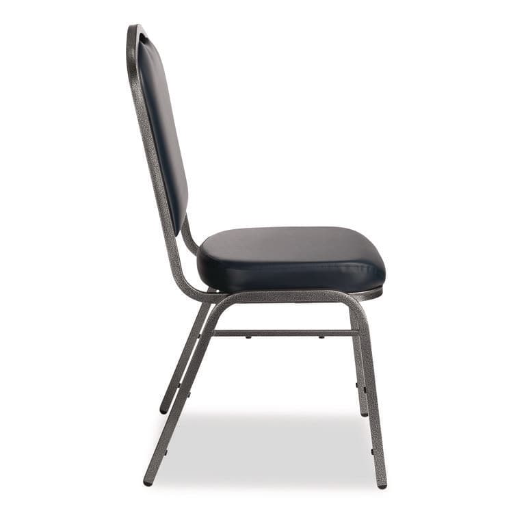 NATIONAL PUBLIC SEATING 9300 Series Deluxe Upholstered Stack Chair, Vinyl, Supports 500 lb, 19" Seat Ht, Midnight Blue Seat/Back, Silver Base, 2/Pack (NPS9304SV2) thumbnail 3