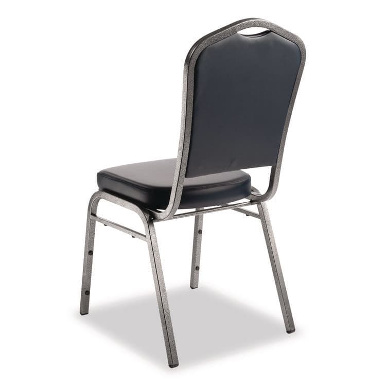 NATIONAL PUBLIC SEATING 9300 Series Deluxe Upholstered Stack Chair, Vinyl, Supports 500 lb, 19" Seat Ht, Midnight Blue Seat/Back, Silver Base, 2/Pack (NPS9304SV2) thumbnail 4