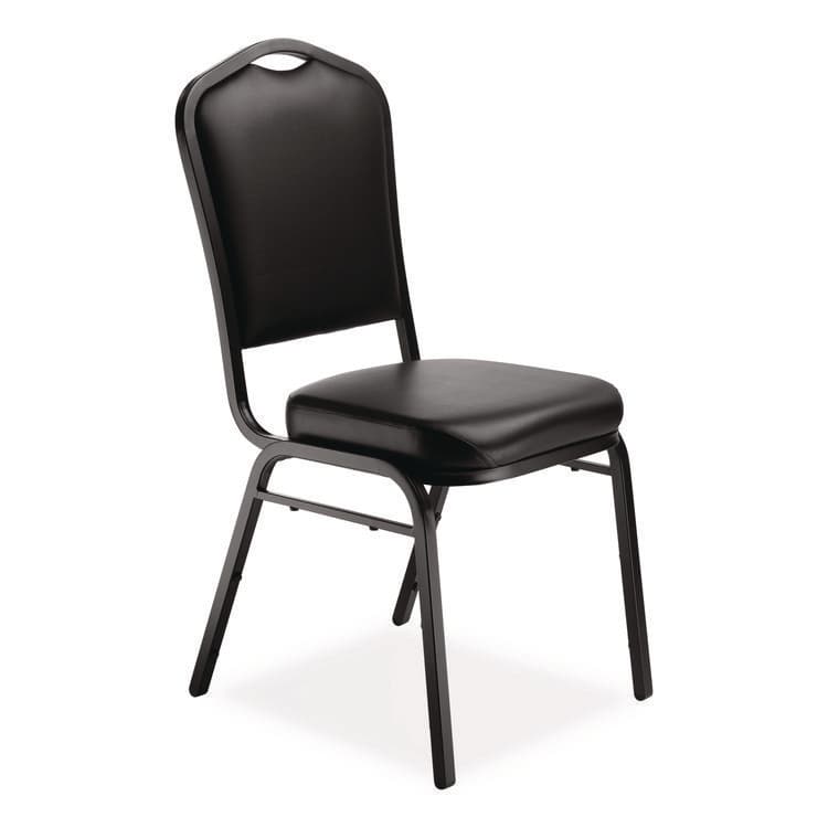 NATIONAL PUBLIC SEATING 9300 Series Deluxe Upholstered Stack Chair, Vinyl, Supports Up to 500 lb, 19" Seat Height, Black Seat/Back/Base, 2/Pack (NPS9310BT2) thumbnail 3