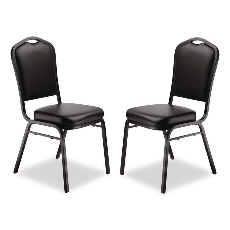 NATIONAL PUBLIC SEATING 9300 Series Deluxe Upholstered Stack Chair, Vinyl, Supports Up to 500 lb, 19" Seat Height, Black Seat/Back/Base, 2/Pack (NPS9310BT2)