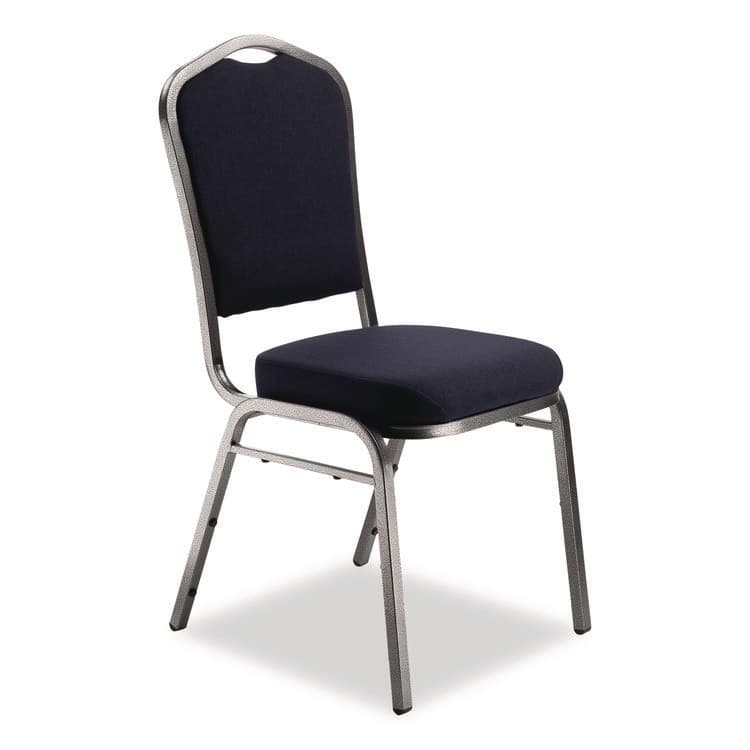 NATIONAL PUBLIC SEATING 9300 Series Deluxe Upholstered Stack Chair, Fabric, Supports 500 lb, 19" Seat Ht, Midnight Blue Seat/Back, Silver Base, 2/PK (NPS9354SV2) thumbnail 2