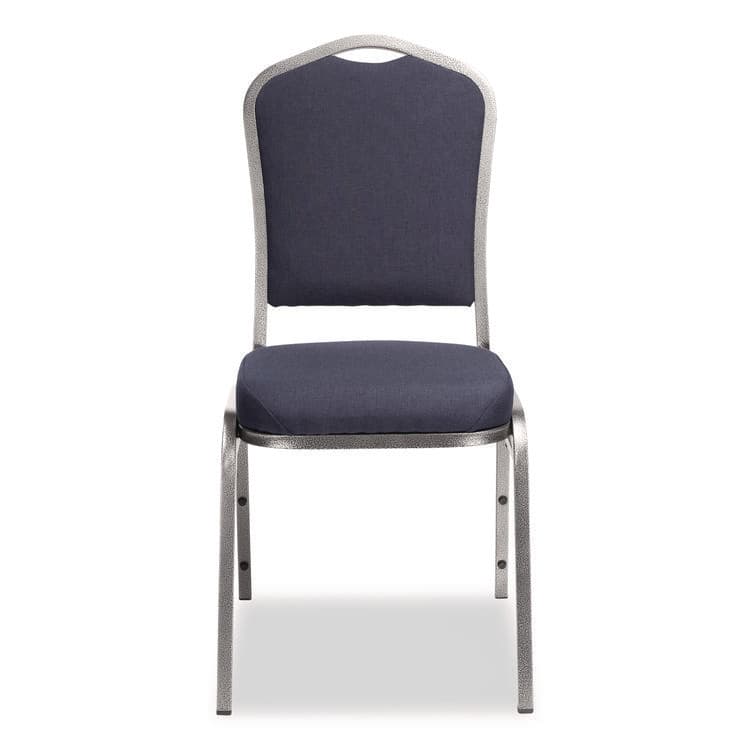 NATIONAL PUBLIC SEATING 9300 Series Deluxe Upholstered Stack Chair, Fabric, Supports 500 lb, 19" Seat Ht, Midnight Blue Seat/Back, Silver Base, 2/PK (NPS9354SV2) thumbnail 3