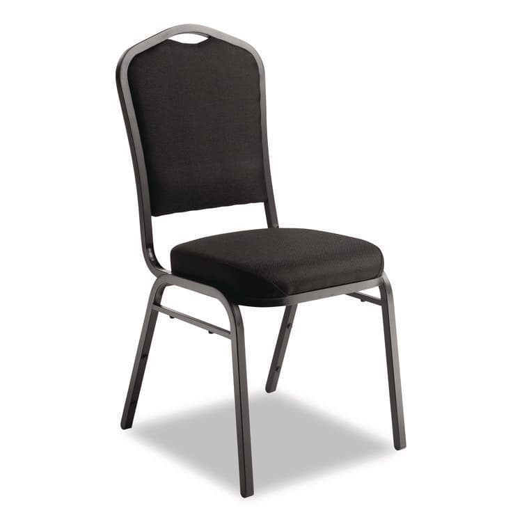 NATIONAL PUBLIC SEATING 9300 Series Deluxe Upholstered Stack Chair, Fabric, Supports 500 lb, 19" Seat Height, Ebony Black Seat/Back, Black Base, 2/PK (NPS9360BT2) thumbnail 2