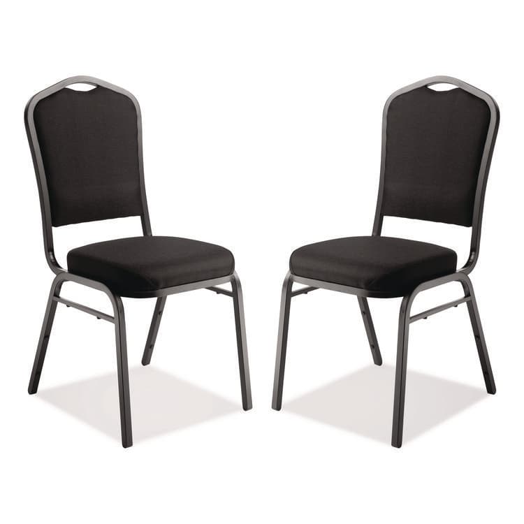 NATIONAL PUBLIC SEATING 9300 Series Deluxe Upholstered Stack Chair, Fabric, Supports 500 lb, 19" Seat Height, Ebony Black Seat/Back, Black Base, 2/PK (NPS9360BT2)