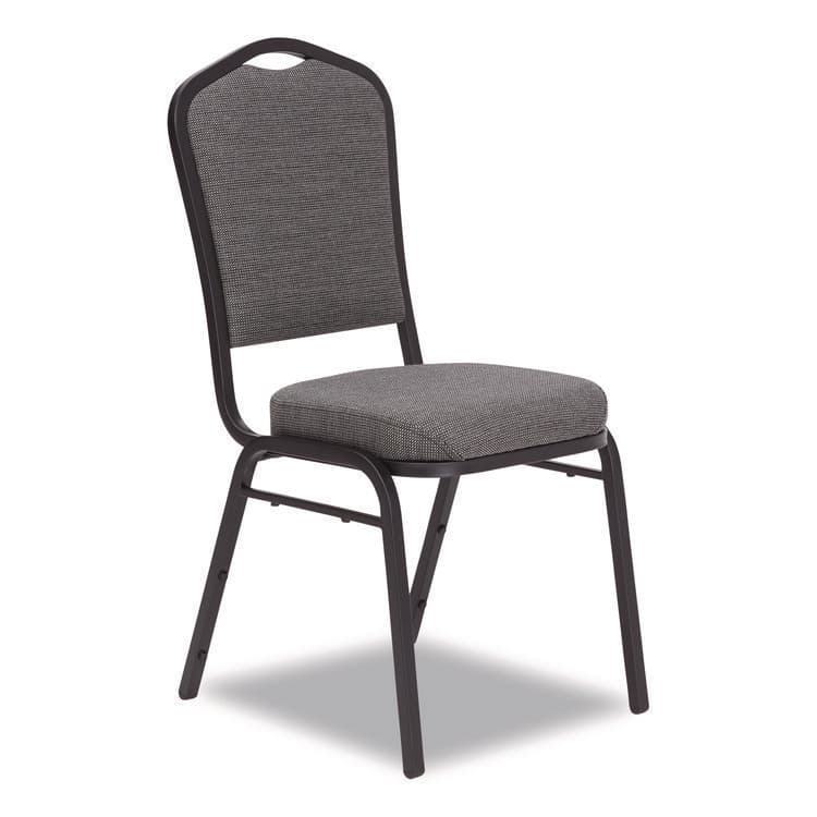 NATIONAL PUBLIC SEATING 9300 Series Deluxe Upholstered Stack Chair, Fabric, Supports 500 lb,19" Seat Ht, Nat Graystone Seat/Back, Black Base, 2/PK (NPS9362BT2) thumbnail 2