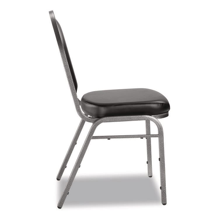 NATIONAL PUBLIC SEATING 9200 Series Premium Upholstered Stack Chair, Vinyl, Supports Up to 500 lb,19" Seat Height, Black Seat/Back, Silver Base, 2/PK (NPS9210SV2) thumbnail 3