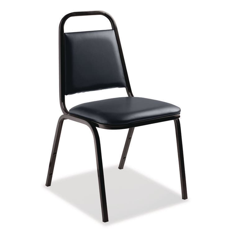 NATIONAL PUBLIC SEATING 9100 Series Vinyl Upholstered Stack Chair, Supports 300 lbs, 18" Seat Height, Midnight Blue Seat/Back, Black Base, 4/Carton (NPS9104B4) thumbnail 2